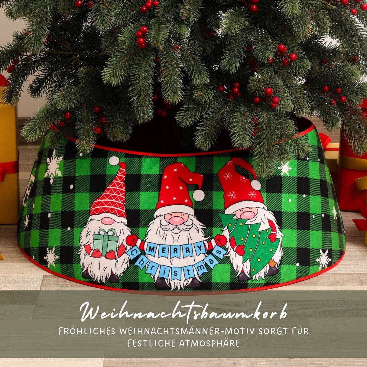 Christbaumständer-Kragen mit Weihnachtsmann-Motiv Weihnachtsbaumrock Baumständer-Verkleidung