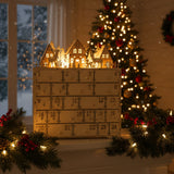 Holz-Adventskalender Weihnachtskalender 24 Schubladen mit LED