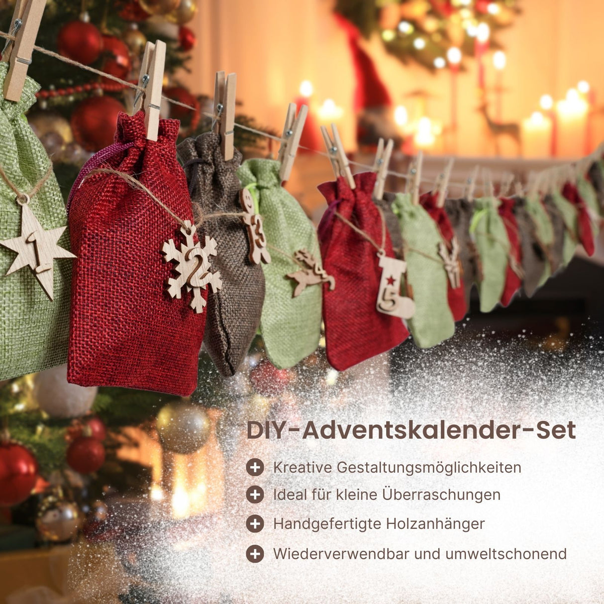 Do-It-Yourself-Adventskalender Weihnachtskalender zum Befüllen Jutebeutel
