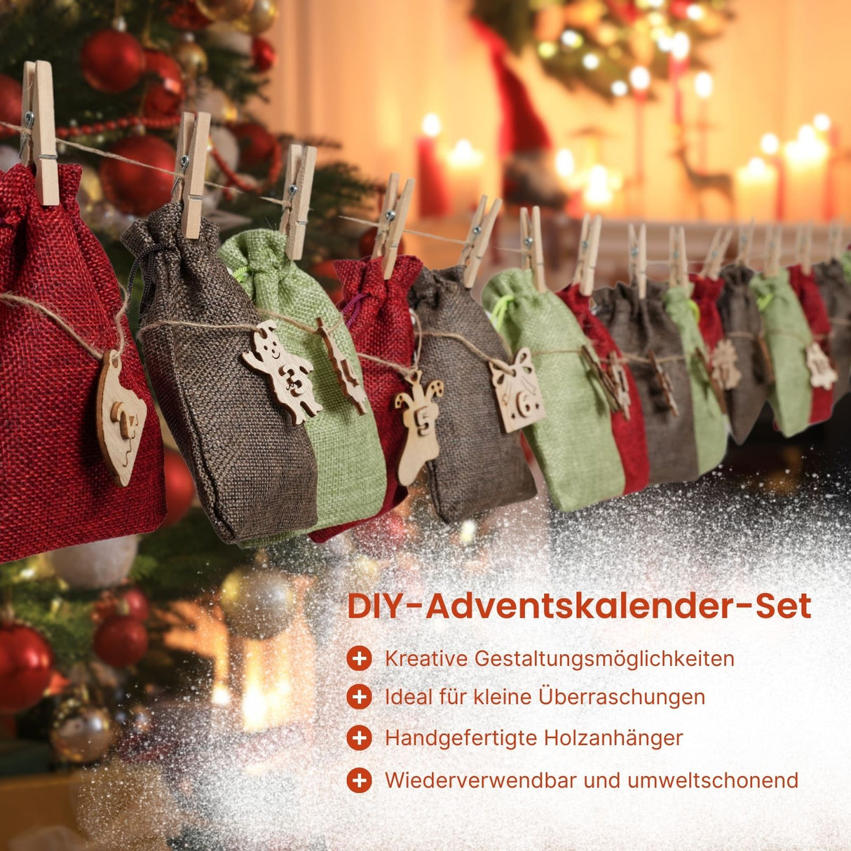 Weihnachtskalender zum Befüllen Do-It-Yourself-Adventskalender Jutebeutel