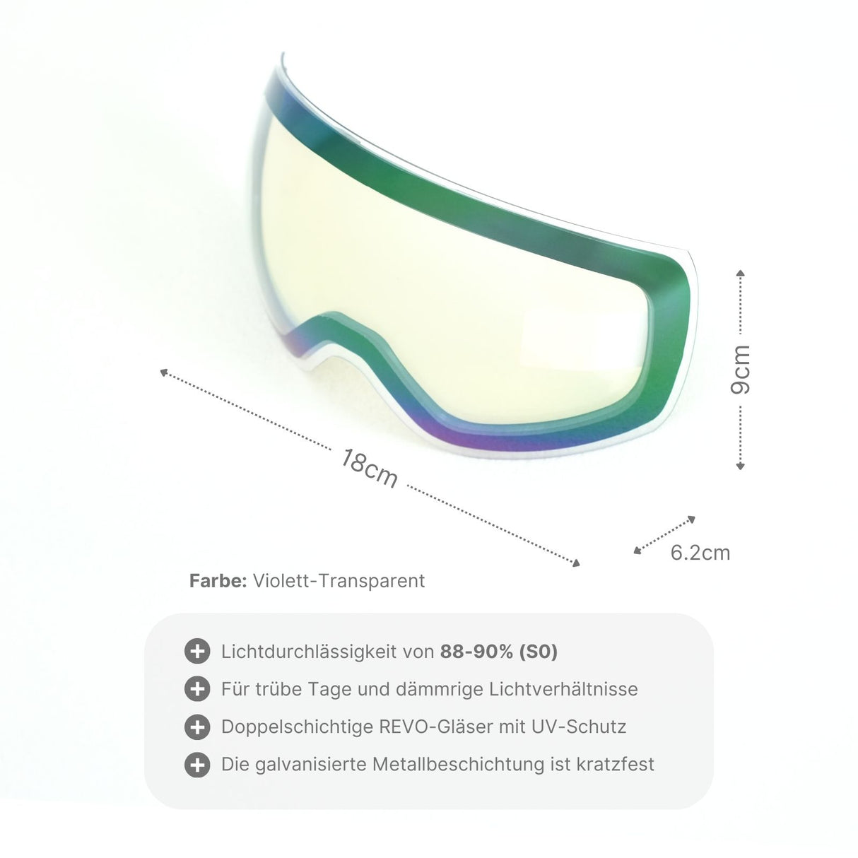 Ersatzglas für magnetische Skibrille Wechselglas Skibrillenglas Snowboardbrillenglas