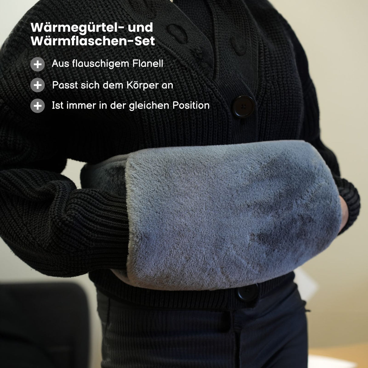 Wärmegürtel- und Wärmflaschen-Set Bauchwärmer Handwärmer Heizflasche