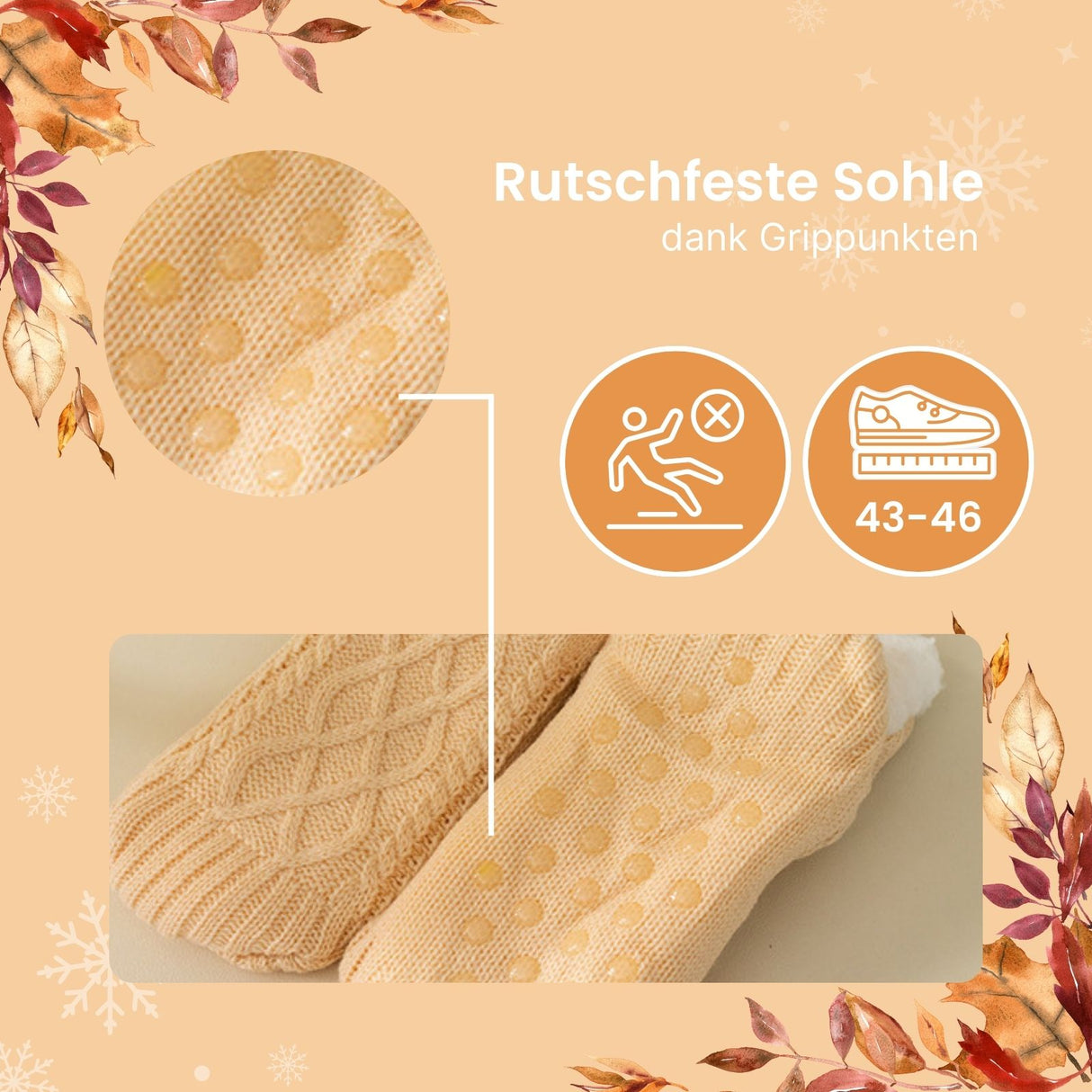 Fuzzy-Socken Gr. 43-46 Hausschuhe Kuschelsocken Pantoffeln Wintersocken