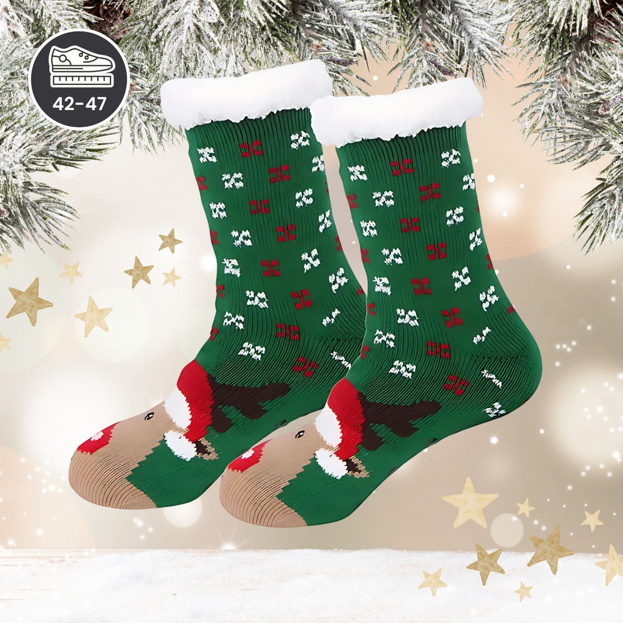 Weihnachtssocken Gr. 42-47 Fuzzy-Socken Wintersocken Kuschelsocken