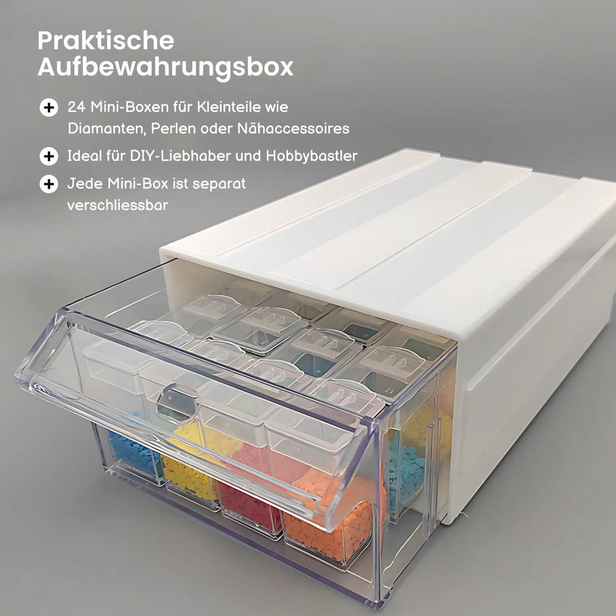 Organizer DIY-Diamant Sortierbox mit Schublade Aufbewahrungsbox Verstaumöglichkeit mit Aufklebern