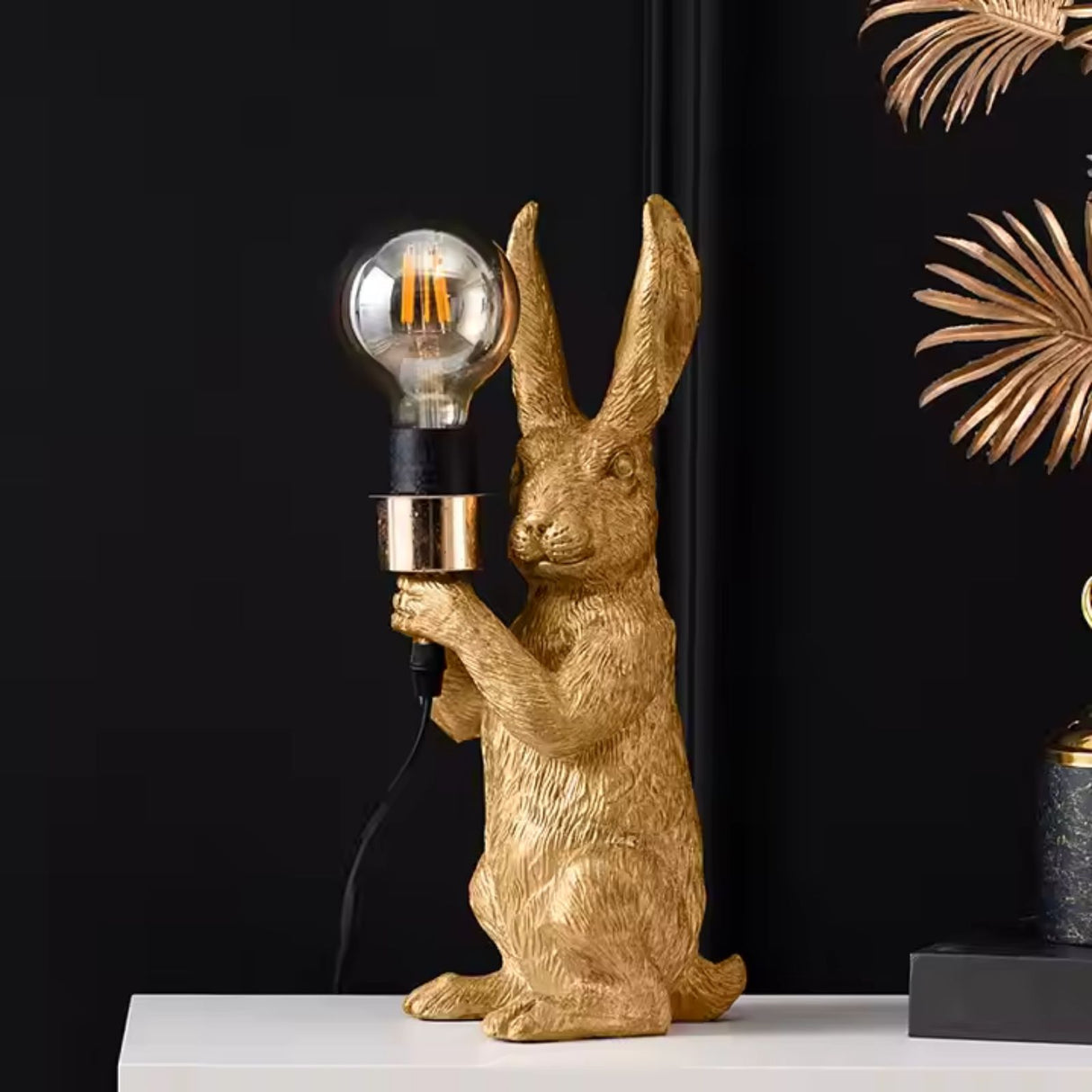 Hasenlampe Nachttischlampe Tiermotiv-Beleuchtung Hasen-Dekoleuchte