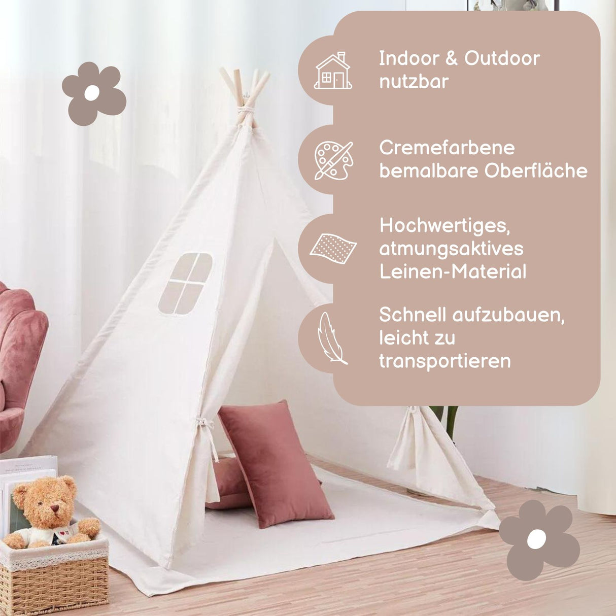 Tipi für Kinder Zelt Spielzelt Kinderzelt Indoor-Zelt