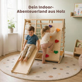 Holz-Klettergerüst mit Schaukel und Rutsche Kletterturm Spielzelt