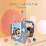5in1 Aktivitäts-Holzwürfel für Kleinkinder Motorikwürfel Holzspielzeug
