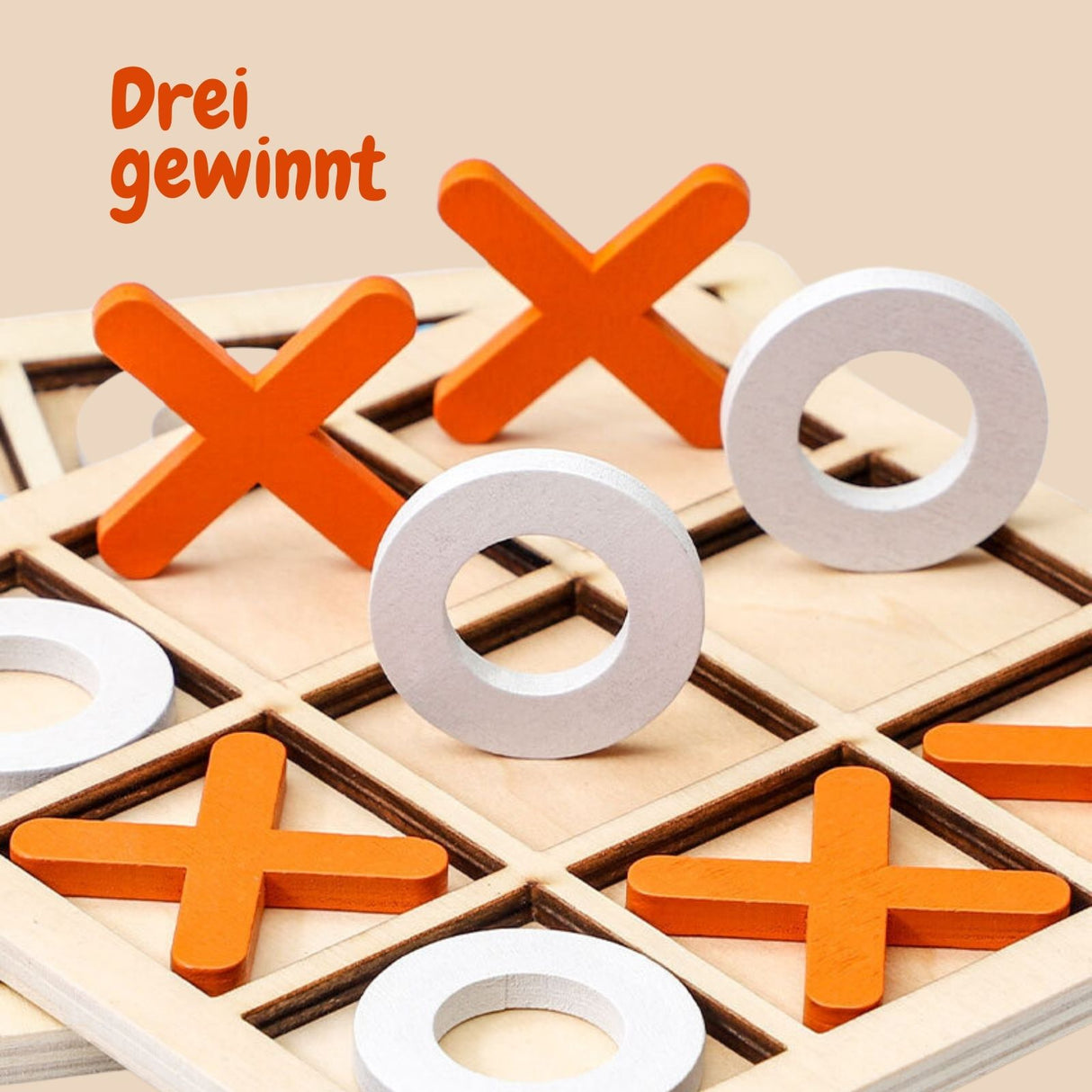 Tic Tac Toe Geschicklichkeitsspiel Drei gewinnt X und O Holzspielzeug