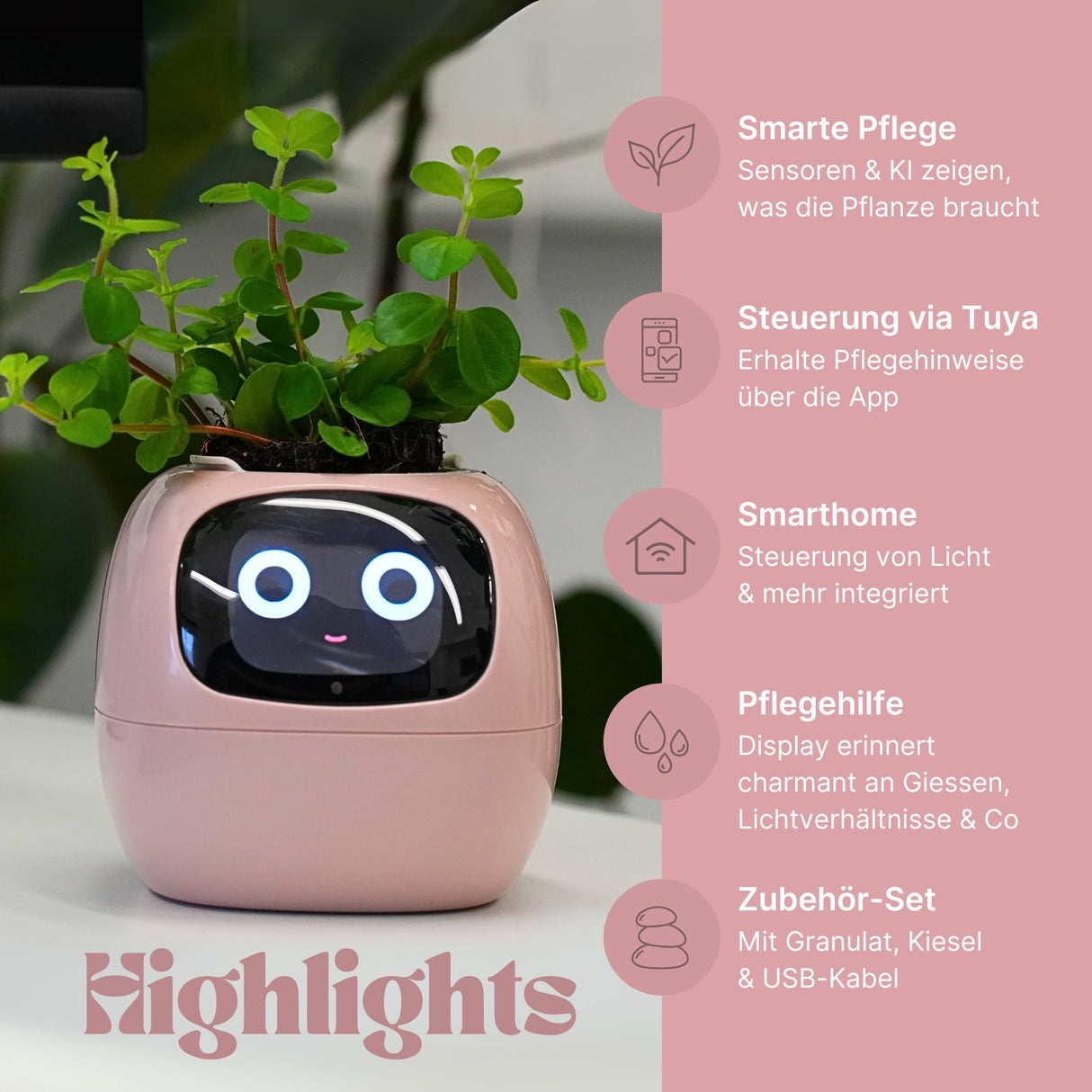 Smarter Blumentopf USB-Pflanzenübertopf Elektronischer Blumentopf Smart Plant Pot Ivy Smart Planter