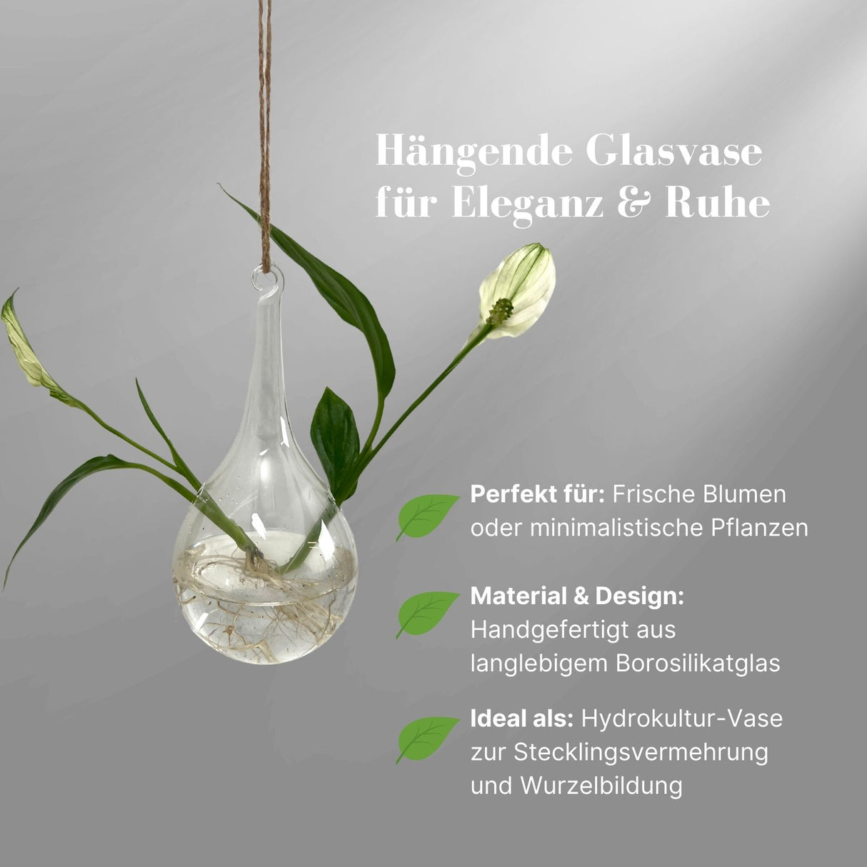 Hängende Glasvase Tränenform Blumenvase Vase Dekoration
