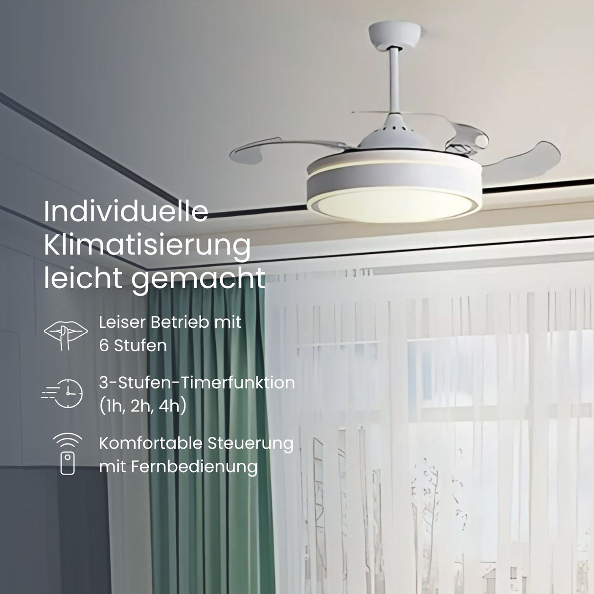 Deckenventilator mit LED-Beleuchtung Ventilator Deckengebläse