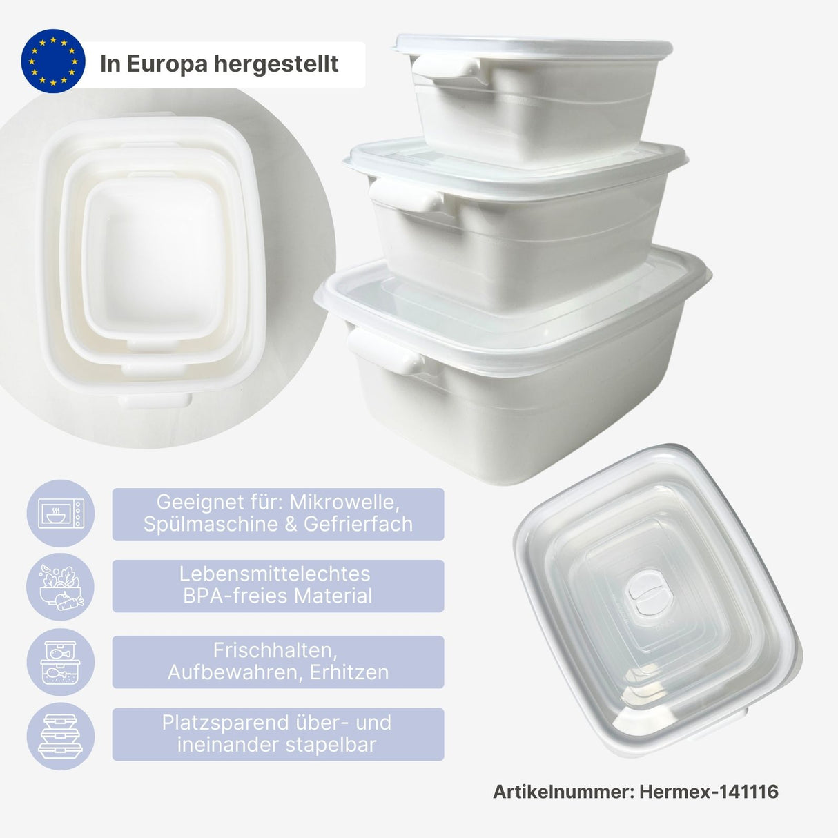 7er-Set Vorratsdosen Mikrowellendosen mit Mikrowellen-Tasse Becher