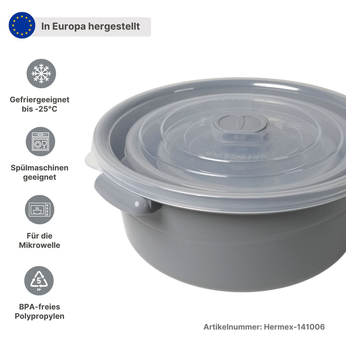 4er-Set Gefrierdose Vorratsdose Mikrowellendose mit Mikrowellenhaube
