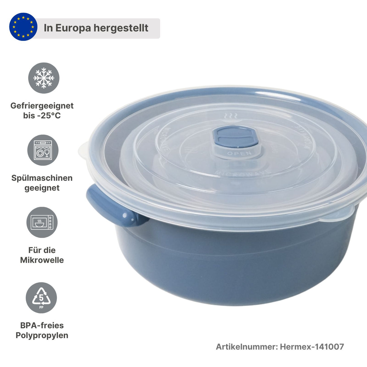 4er-Set Vorratsdose Gefrierdose Mikrowellendose mit Mikrowellenhaube