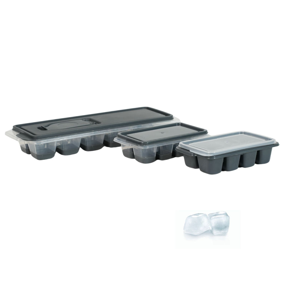 3er-Set Eiswürfelbehälter mit Deckel Eiswürfelformen Eiswürfelschalen