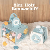 8in1-Aktivitäts-Holzraumschiff Kinderspielzeug Rakete Motorikspielzeug