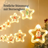 LED Weihnachtslichterkette 3m Sternen-Lichtervorhang Sternlichterkette