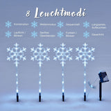4er-Set LED Solar-Bodenlicht Schneeflocken-Lichterkette Solarleuchte