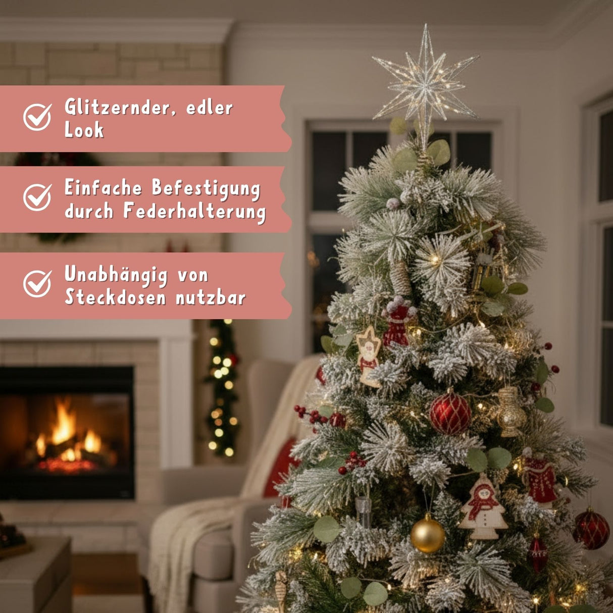 Christbaumspitze Weihnachtsbaumschmuck LED-Stern Weihnachtsdeko