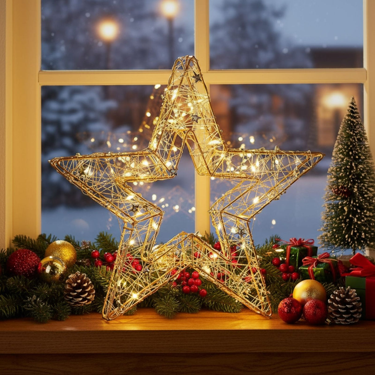 LED-Dekostern offen Drahtstern 3D Leuchtstern Weihnachtsstern