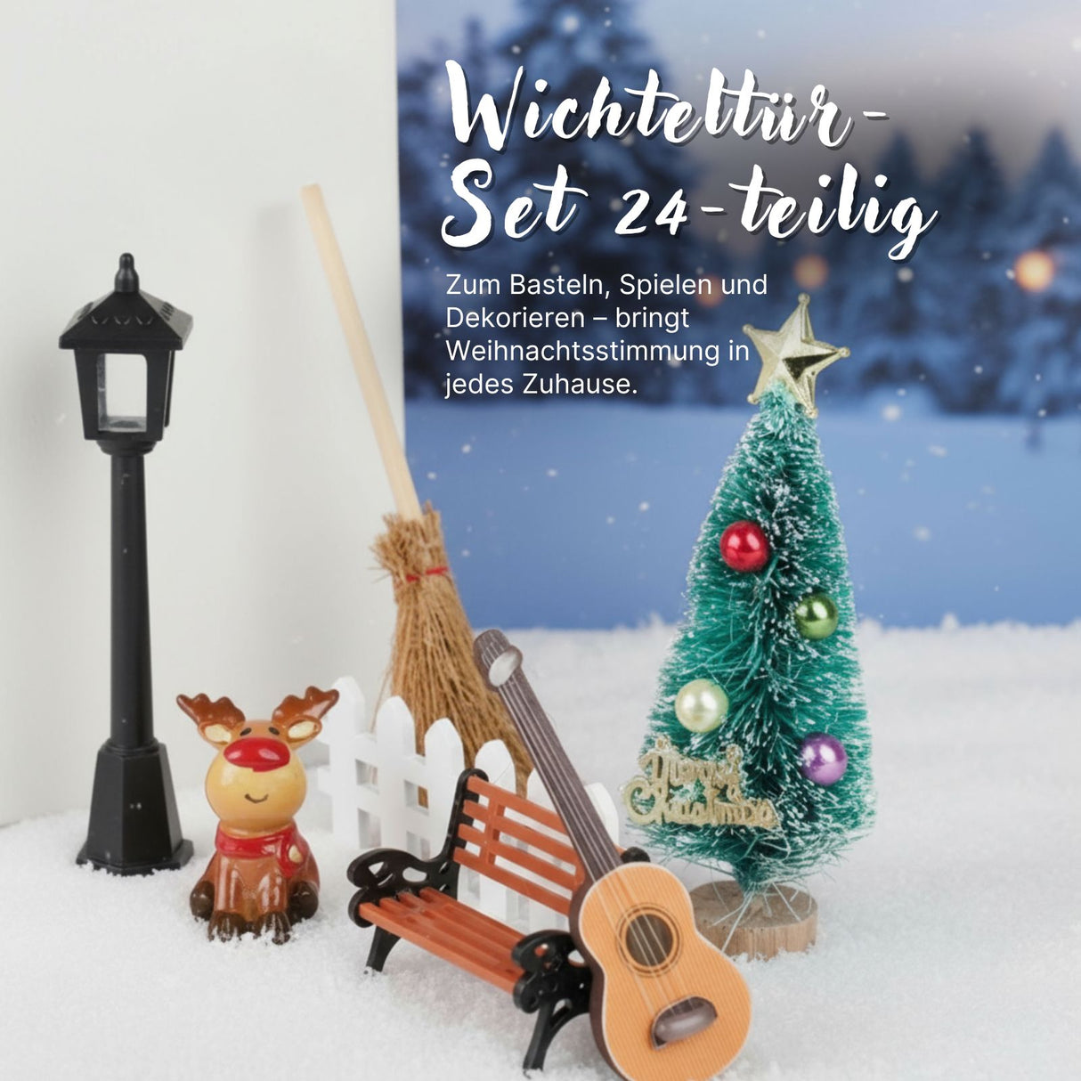 24-tlg. Wichteltür-Set Miniaturwelt Weihnachtsdeko Elfentür-Zubehör
