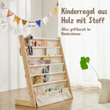 Holzregal mit Baumwolltuch Kinderregal Bücherregal Kinderbuchregal