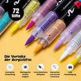 72-tlg. Set Acrylmarker Arcrylstifte Acryl Brush Marker Pinselstifte