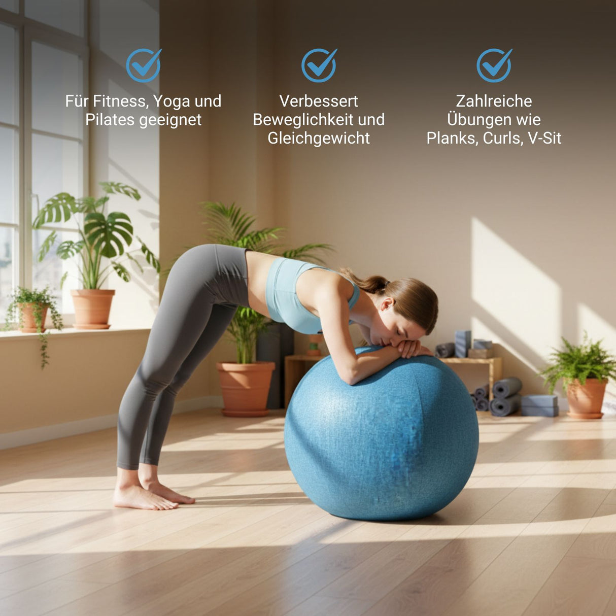 Sitzball mit Schutzhülle Yoga-Ball Gymnastikball Fitnessball