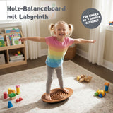 Kinder-Balanceboard aus Holz mit Labyrinth-Spiel Balancierbrett Wippe