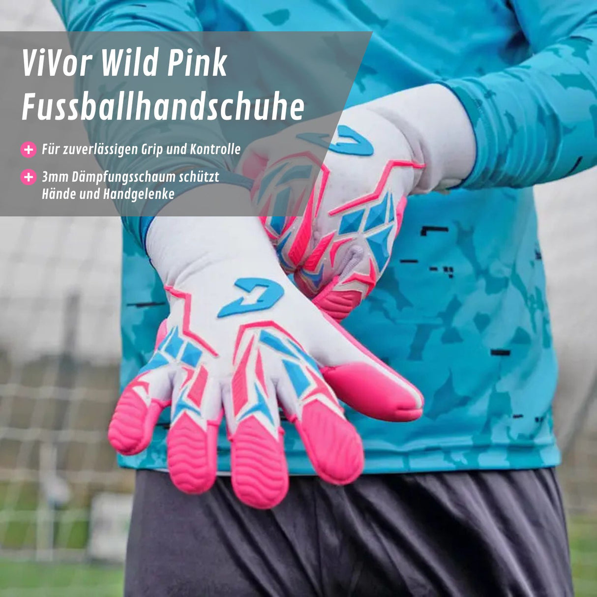 Fussballhandschuhe ViVor Wild Pink Gr. 7 Torwart Goalie Handschuhe