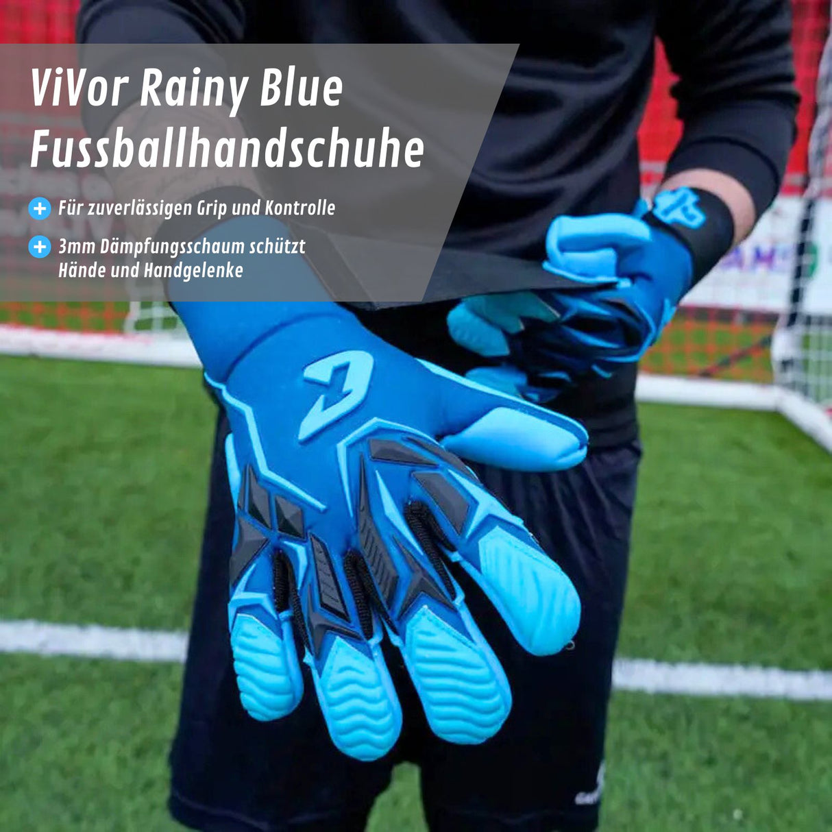 Fussballhandschuhe ViVor Rainy Blue Gr. 7 Torwart Goalie Handschuhe