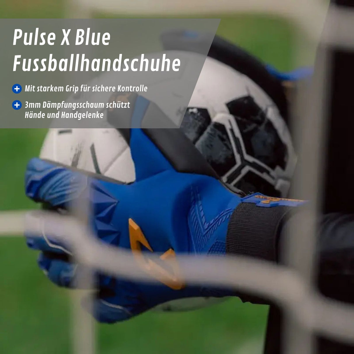 Fussballhandschuhe Pulse X Blue Gr. 12 Torwart Goalie Handschuhe