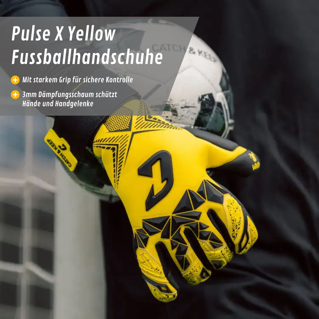 Fussballhandschuhe Pulse X Yellow Gr. 8 Torwart Goalie Handschuhe