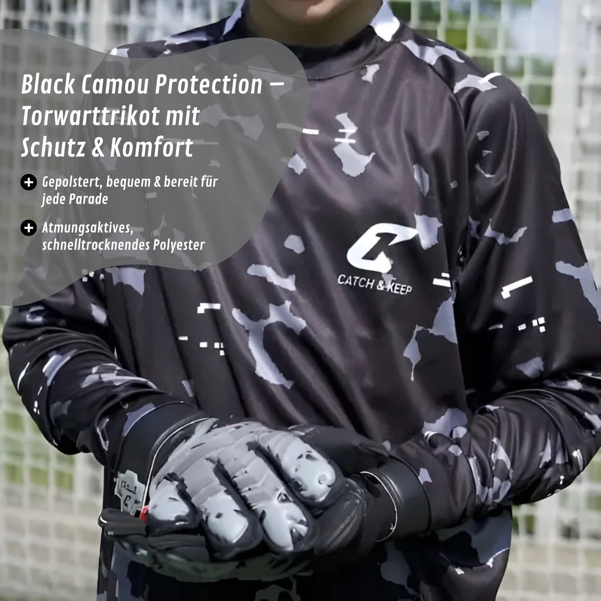Trikot Black Camou Protection Torwarttrikot Gr. 152 Fussball Shirt