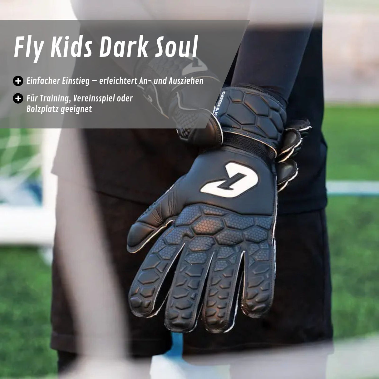 Fussballhandschuhe Fly Kids Dark Soul Gr. 4 Torwart Goalie Handschuhe