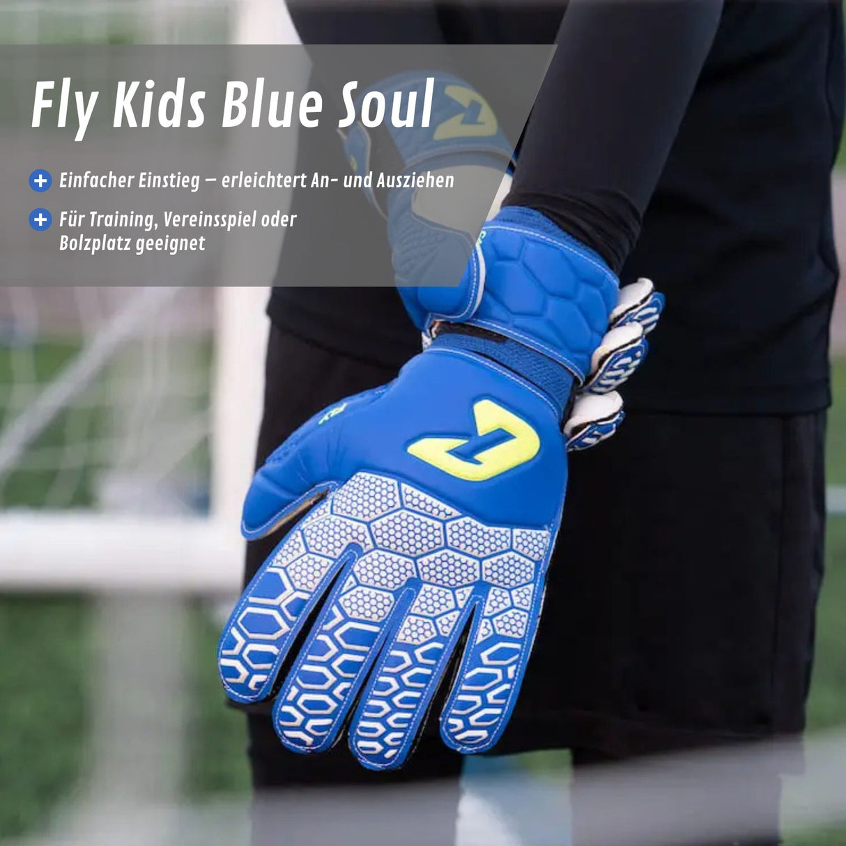 Fussballhandschuhe Fly Kids Blue Soul Gr. 4 Torwart Goalie Handschuhe