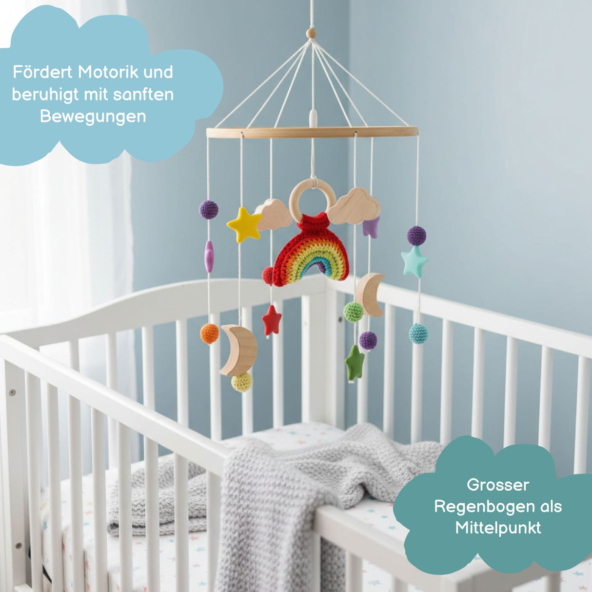 Babymobile Regenbogen Hängemobile Mobile Babyspielzeug Schlafmobile