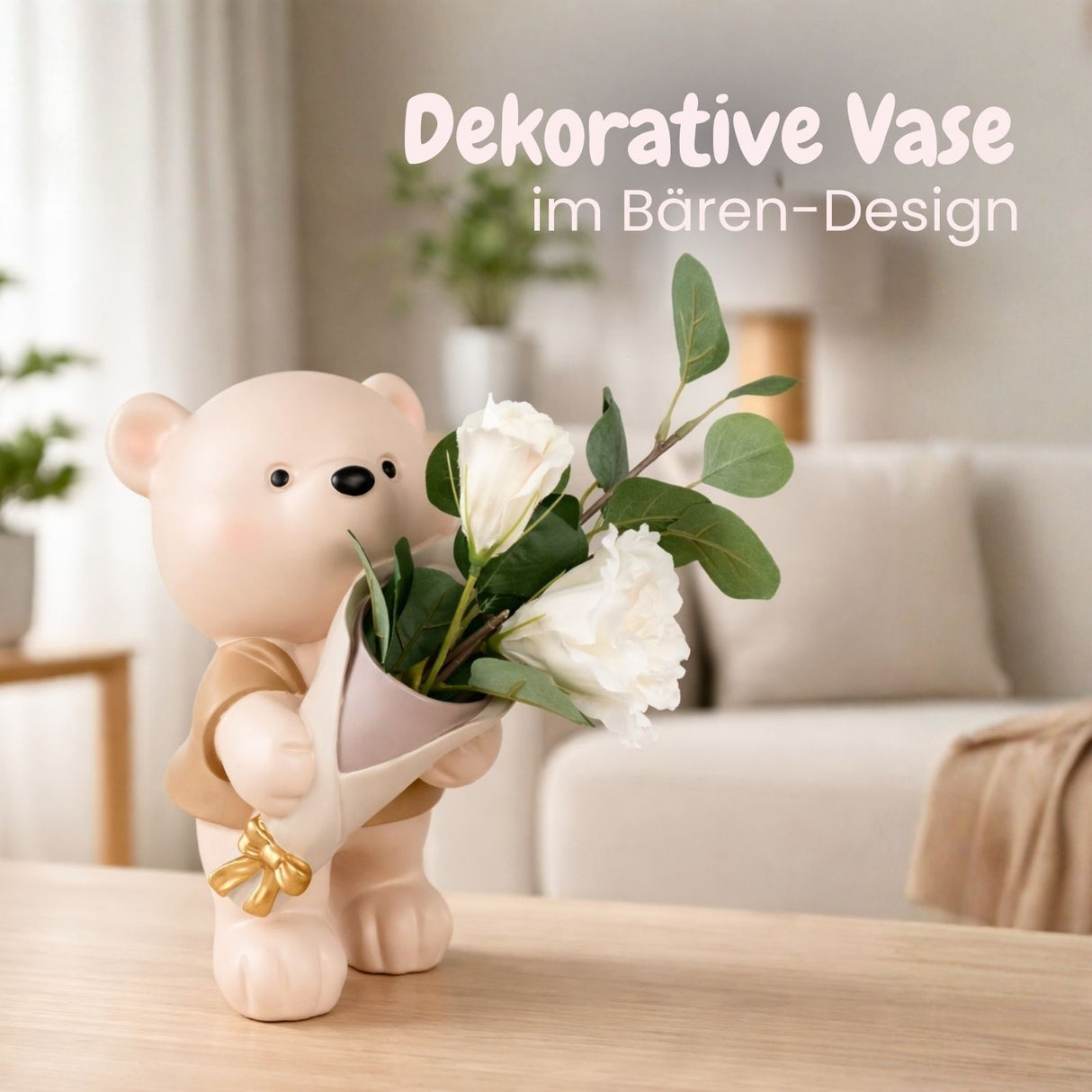Stehender Bär-Vase Dekoration Blumenarrangement Wohnaccessoire