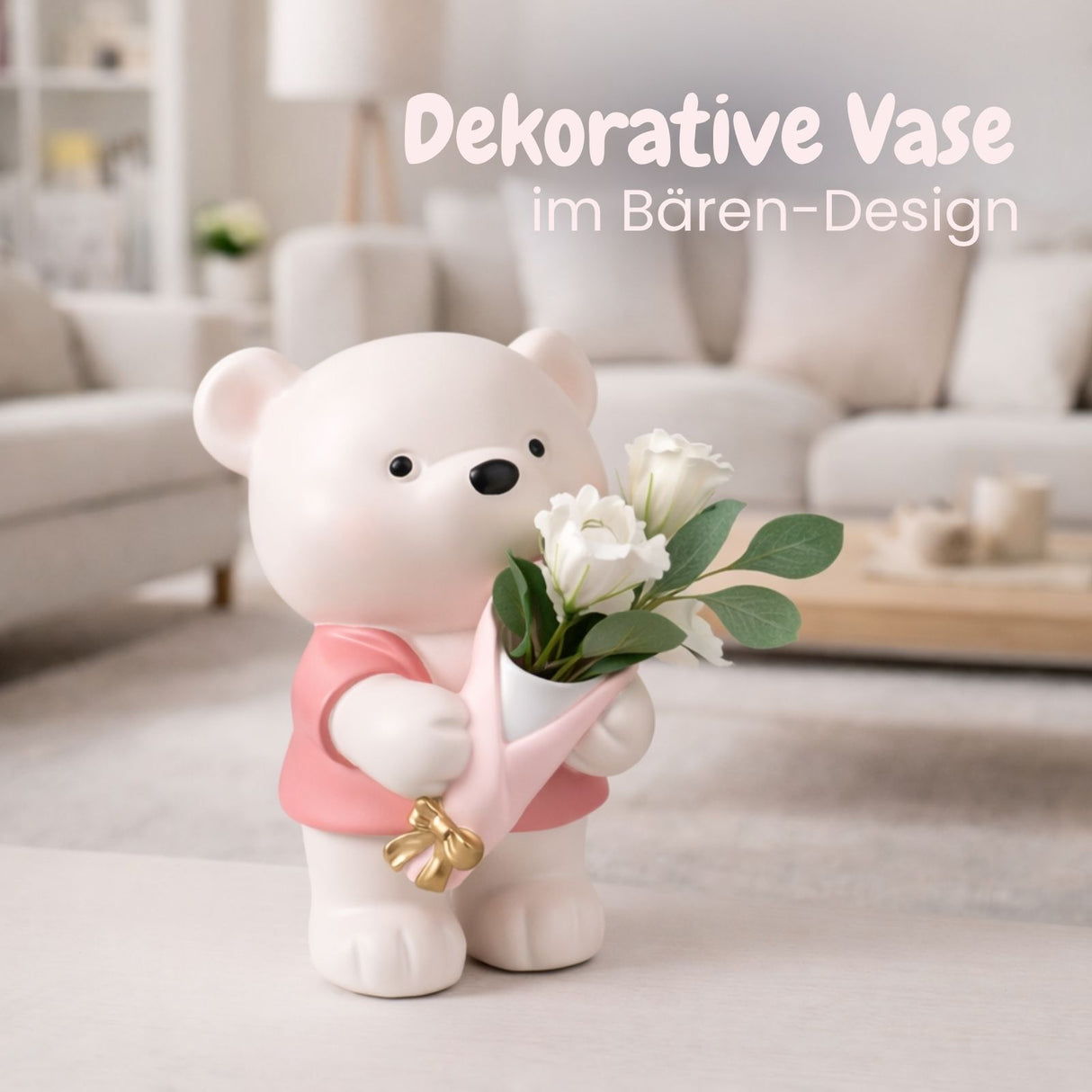 Stehender Bär-Vase Blumenarrangement Dekoration Wohnaccessoire
