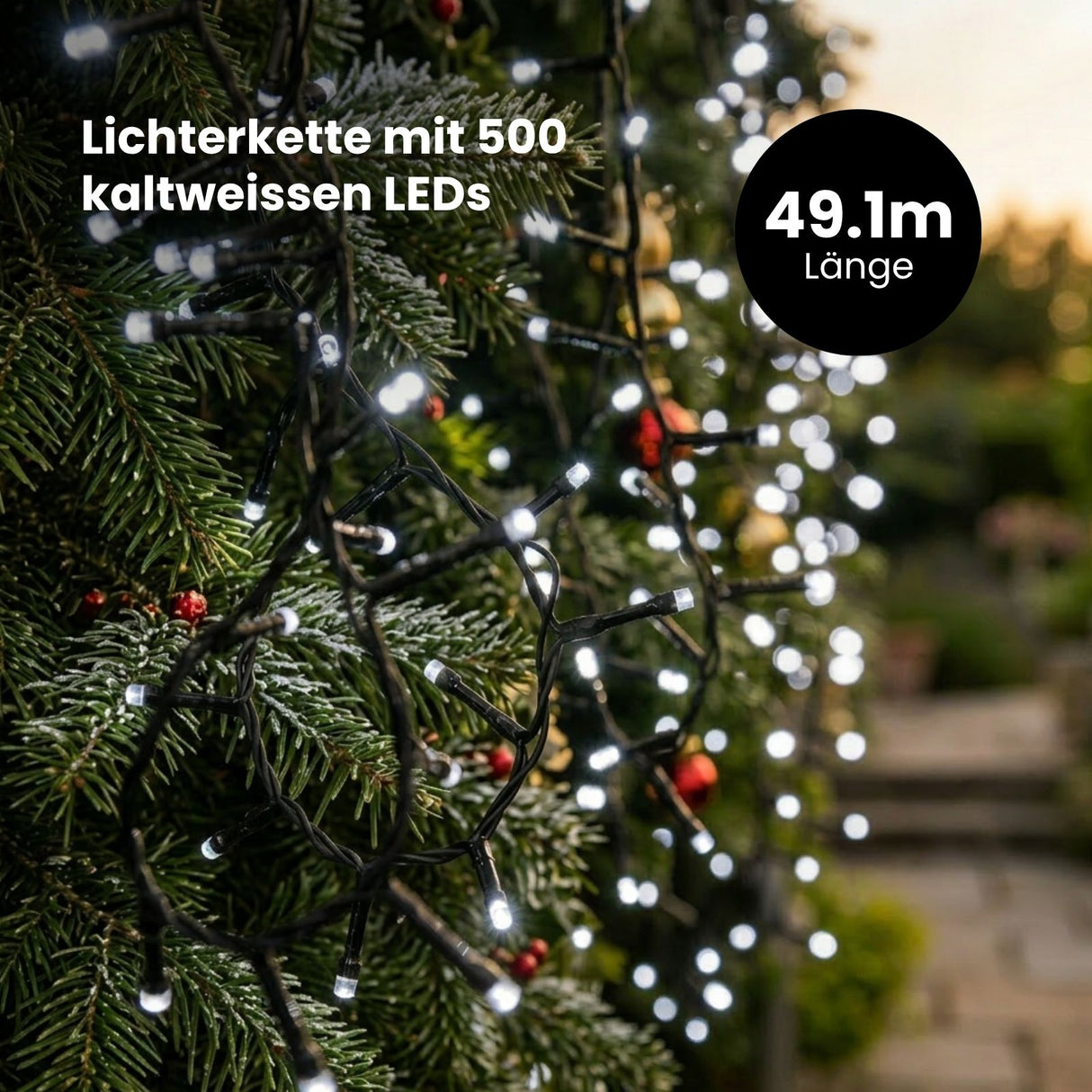 LED-Lichterkette 48.5m Lichtergirlande Beleuchtung Dekolichter Leuchte