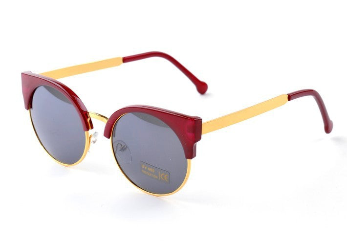 Cat Eye Vintage Retro 80er Sonnenbrille UV400 - Bordo Rot