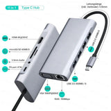 Dockingstation Multi USB-Hub USB-C 11in1 USB-A HDMI microSD/SD RJ45 AUX VGA