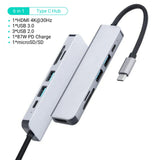 Dockingstation Multi USB-Hub USB-C 6in1 USB-A 3.0/2.0 HDMI 4K microSD/SD