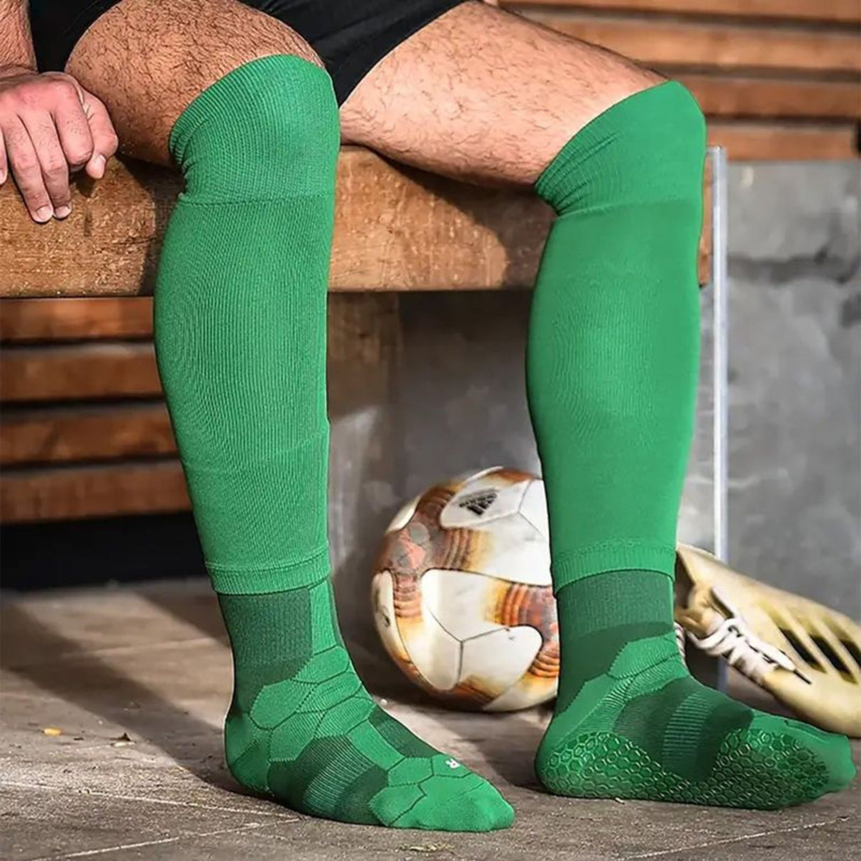 Fussballstulpen und Socken Grösse 36-41 Grün Set Tubxx und GripSoxx