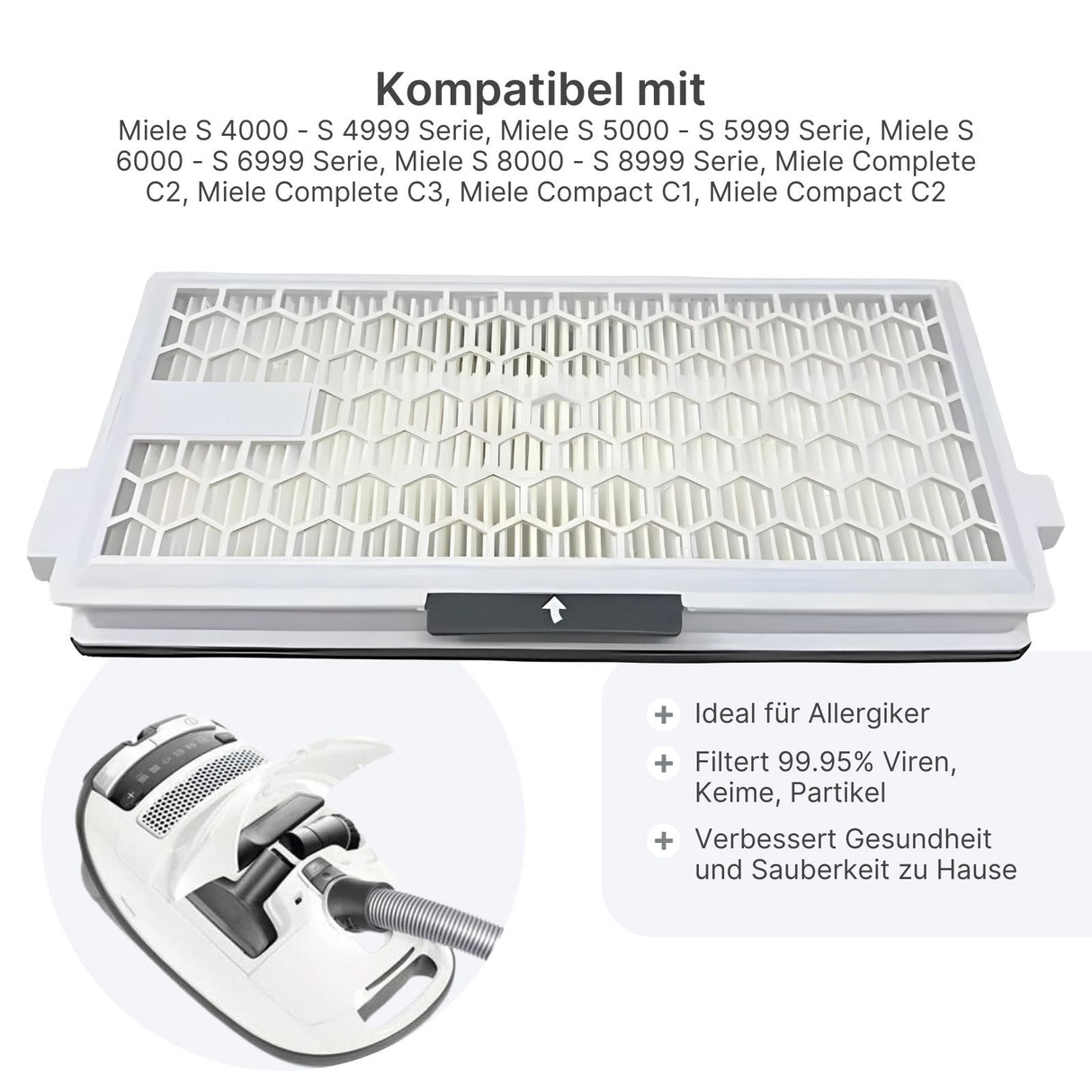 2er-Set Alternative HEPA-Filter SF-HA50 AirClean für Miele Staubsauger
