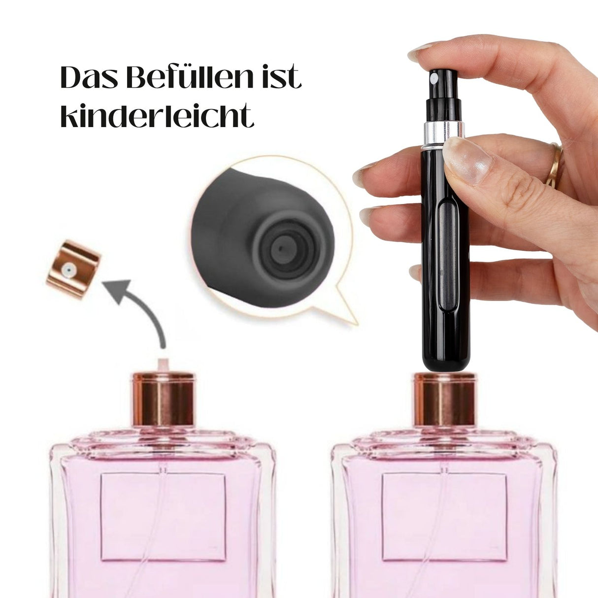 2er-Set Mini-Parfümzerstäuber 8ml Parfum Vaporisateur Silbrig Schwarz