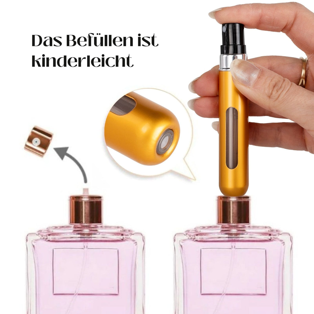 2er-Set Mini-Parfümzerstäuber 8ml Parfum Vaporisateur Matt-Goldig Silbrig