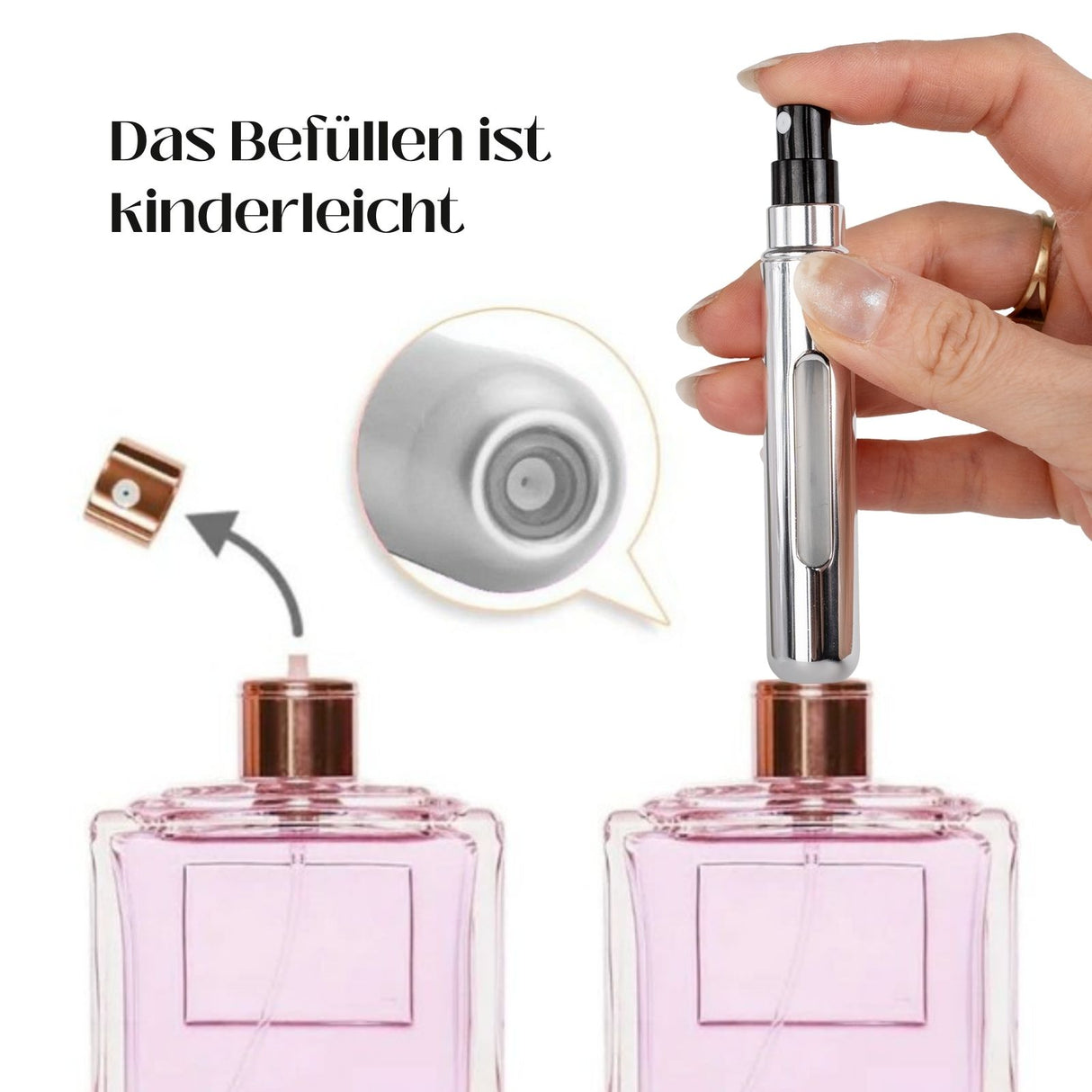 2er-Set Mini-Parfümzerstäuber 8ml Parfum Vaporisateur Silbrig